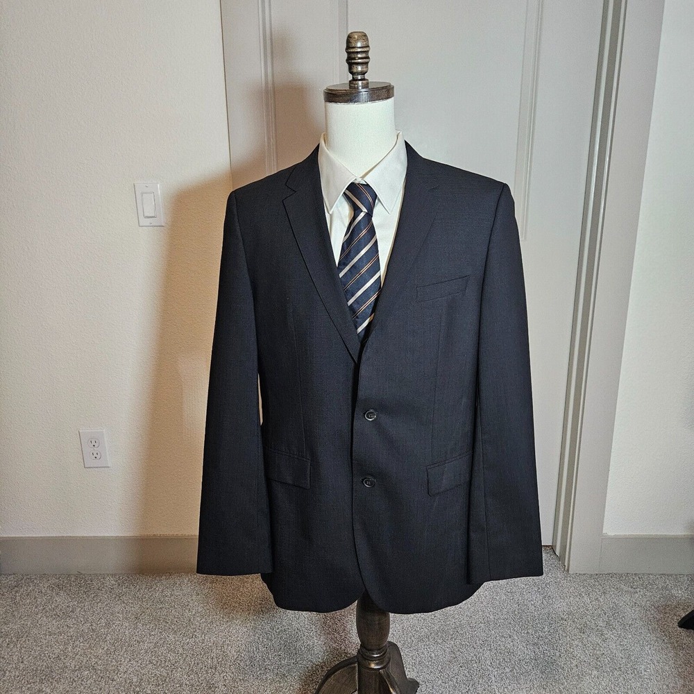 Boss Hugo‎ Boss Suit Blazer Jacket 42L 100% Wool 2-Button Black - EUC